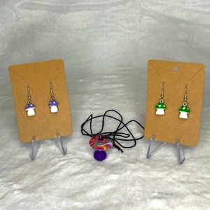 Cute Mushroom earrings and pendant!